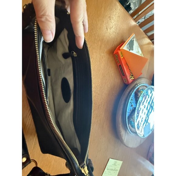 Brahmin Vintage Black and Brown Marcy Tuscan Croc Baguette Handbag - Picture 6 of 7